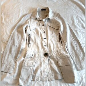 Cop Copine Avant Garde Linen Blend Jacket White Sz 36
